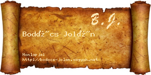 Bodócs Jolán névjegykártya